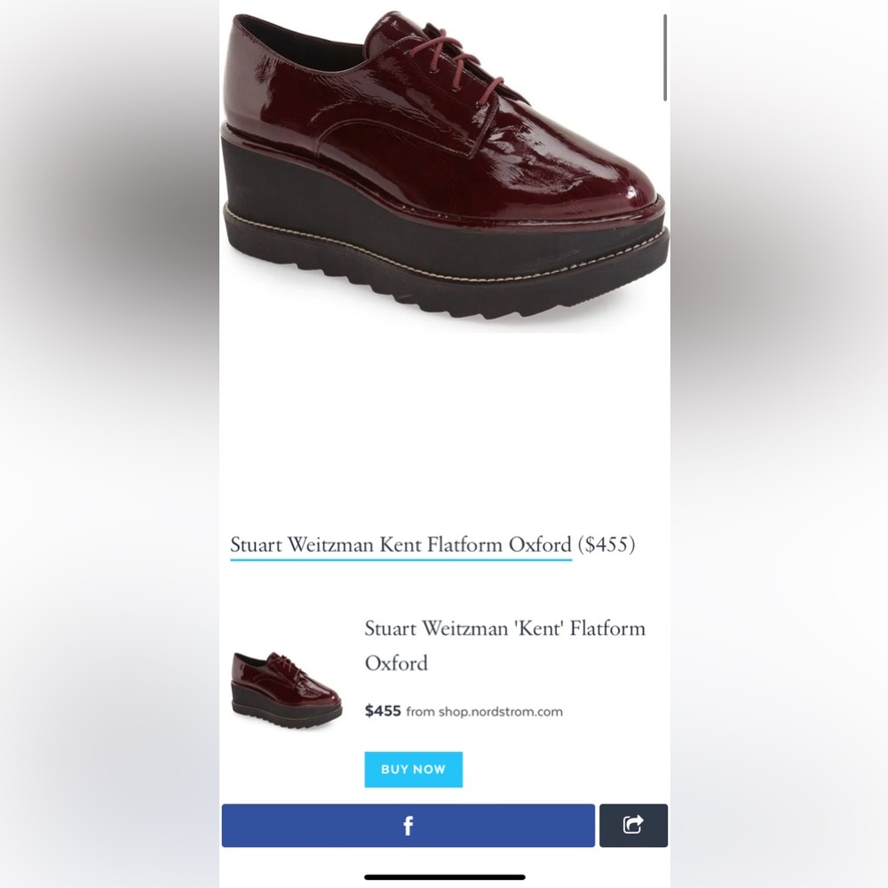 Stuart Weitzman Pipekent Cherry Red Flatform Platform Oxfords, US Women’s Size 7 - Picture 11 of 12